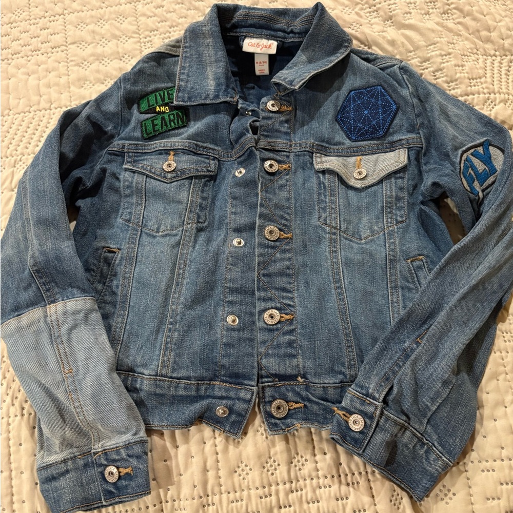 Cat & Jack Blue Denim Jacket with Patches